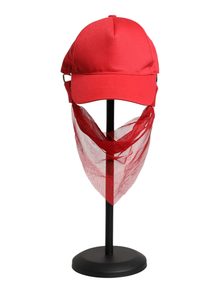 Red Cotton 6 Panels Women Baseball Cap