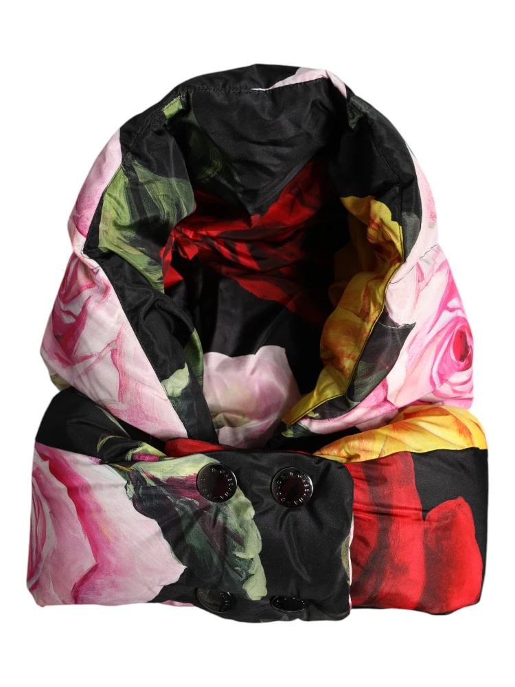 Black Floral Print Whole Head Wrap Hat