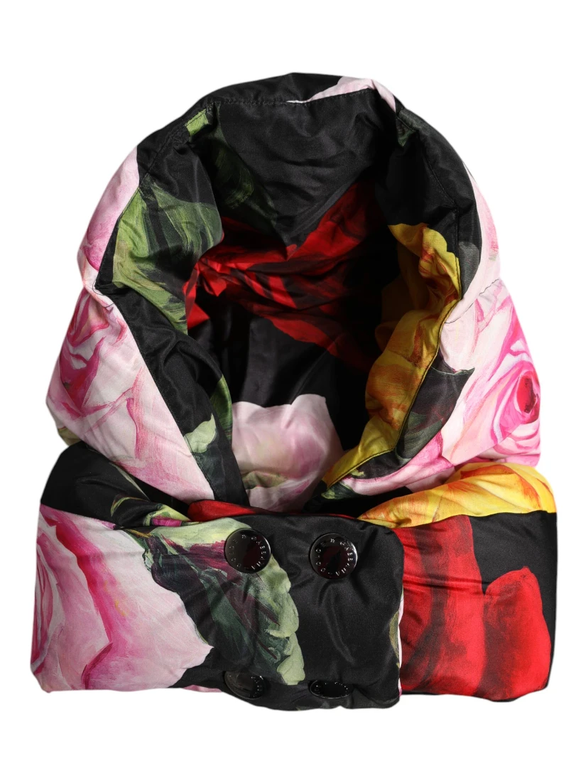 Black Floral Print Whole Head Wrap Hat