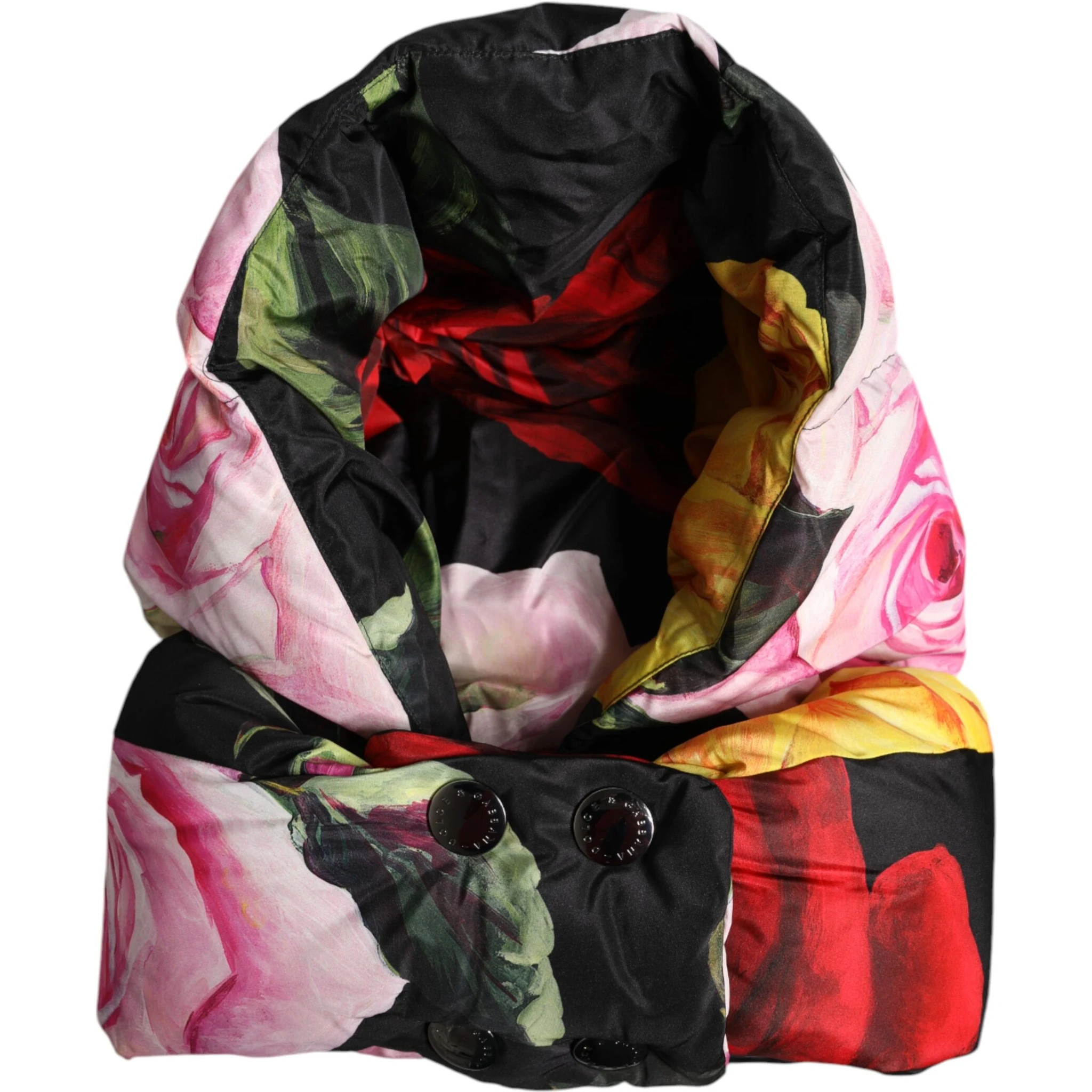 Black Floral Print Whole Head Wrap Hat