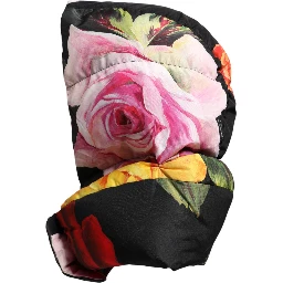 Black Floral Print Whole Head Wrap Hat