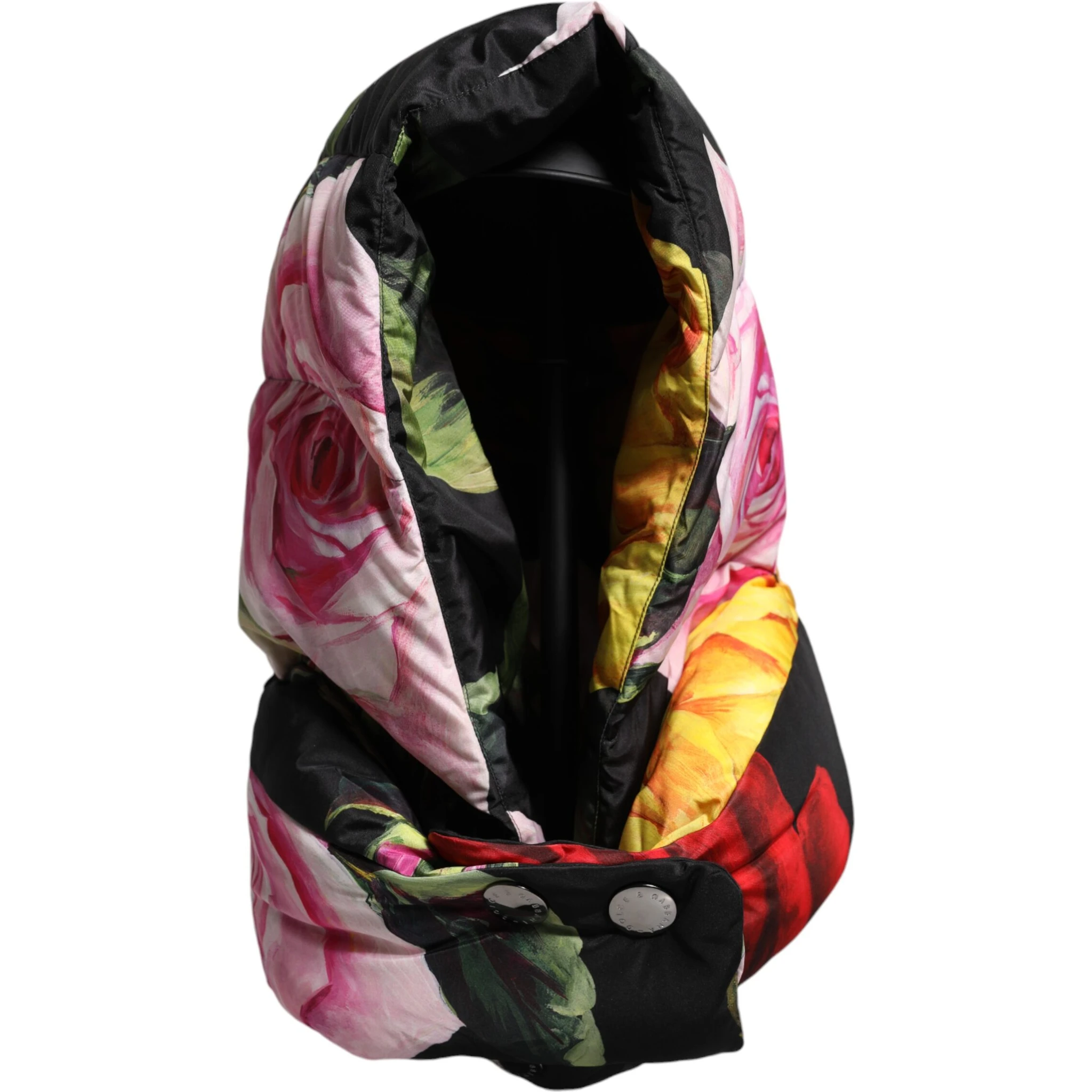 Black Floral Print Whole Head Wrap Hat