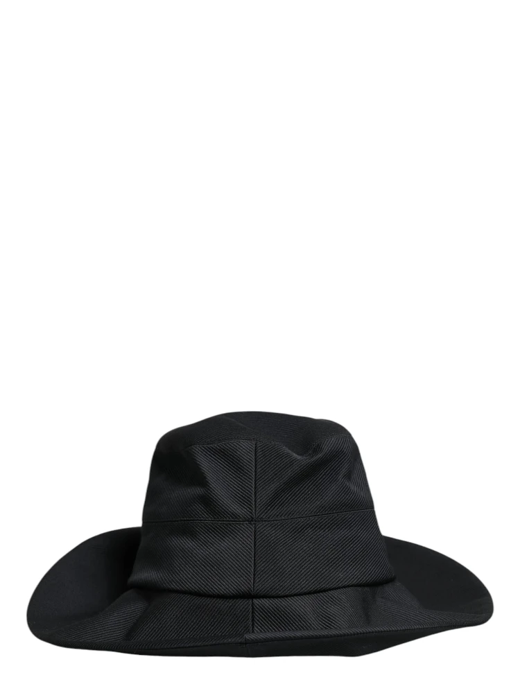 Black Cotton Wide Brim Fedora Hat