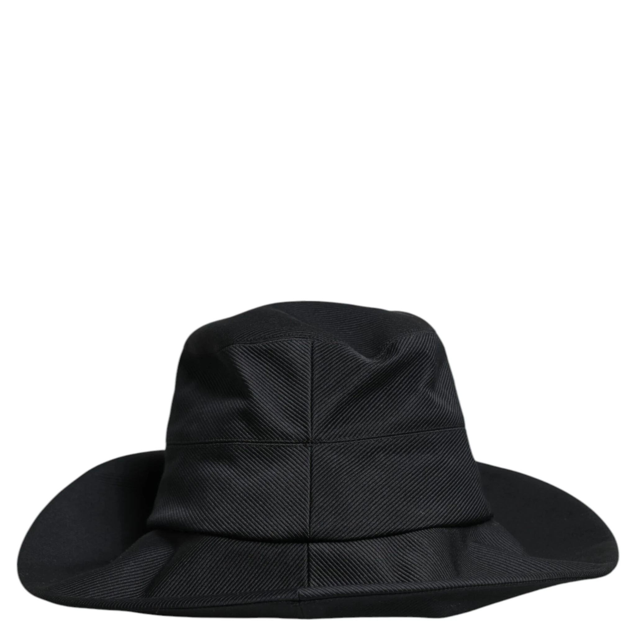 Black Cotton Wide Brim Fedora Hat