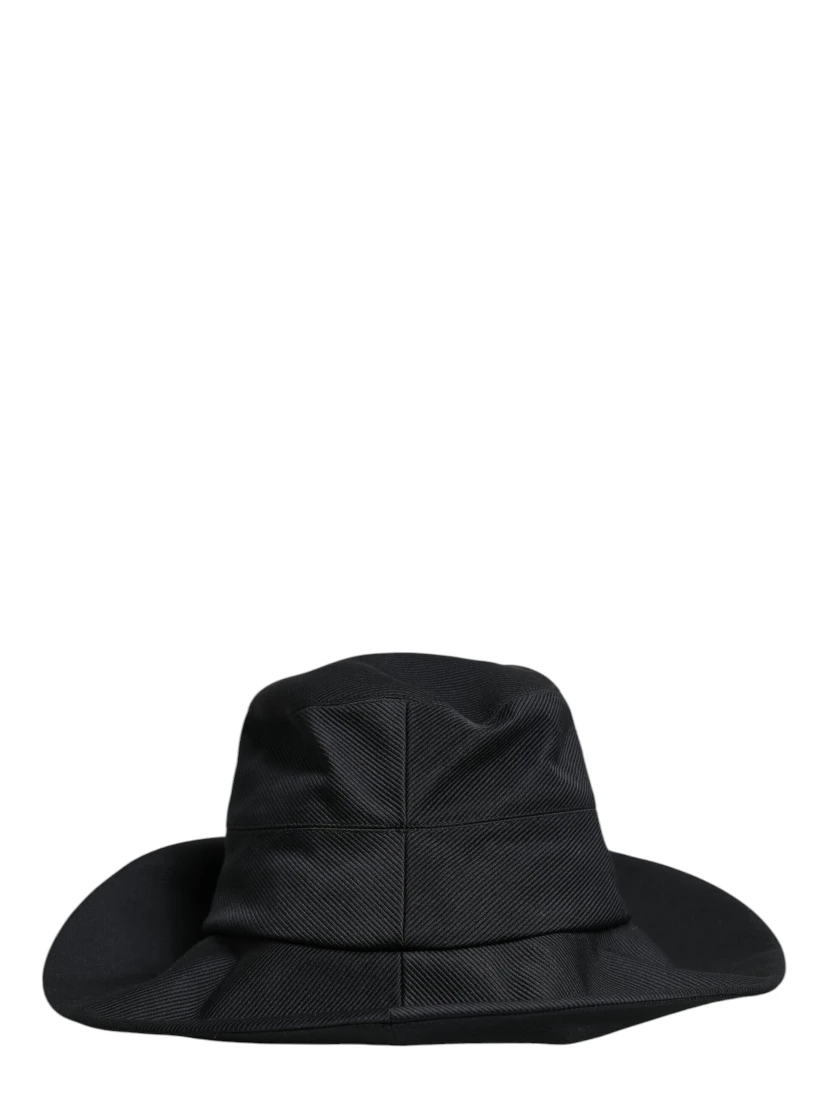 Black Cotton Wide Brim Fedora Hat