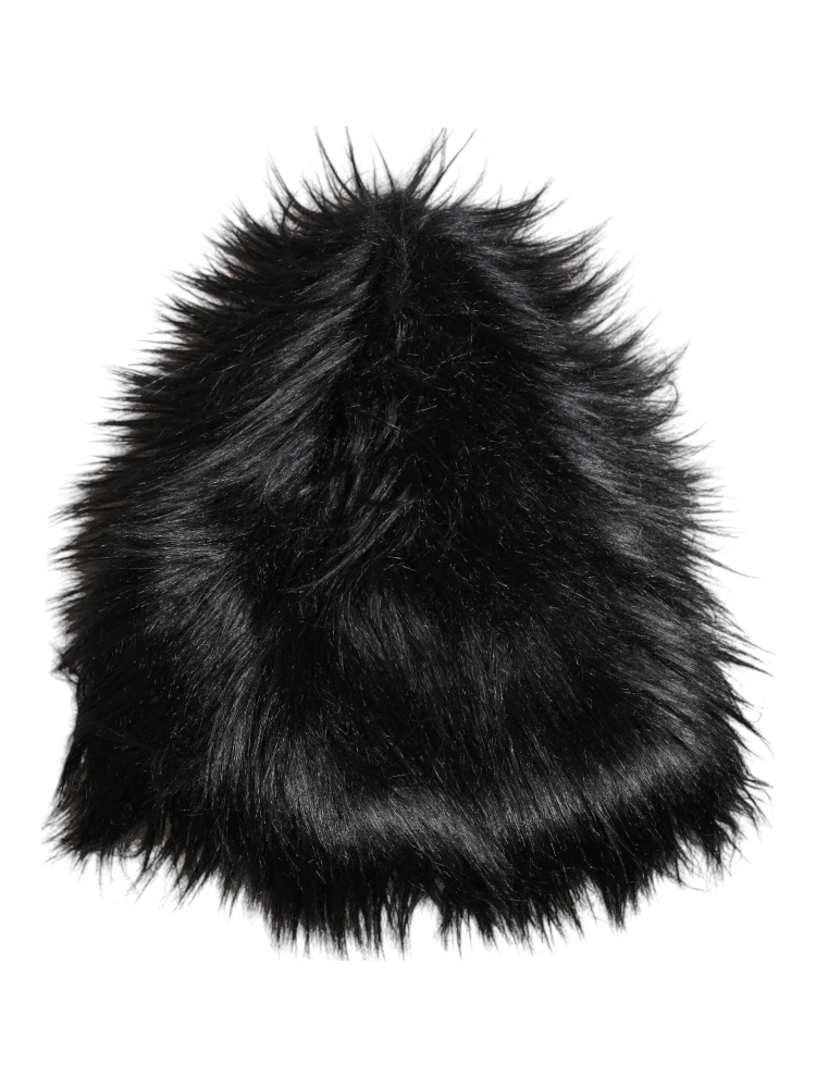 Black Acrylic Fur Womens Bucket Hat