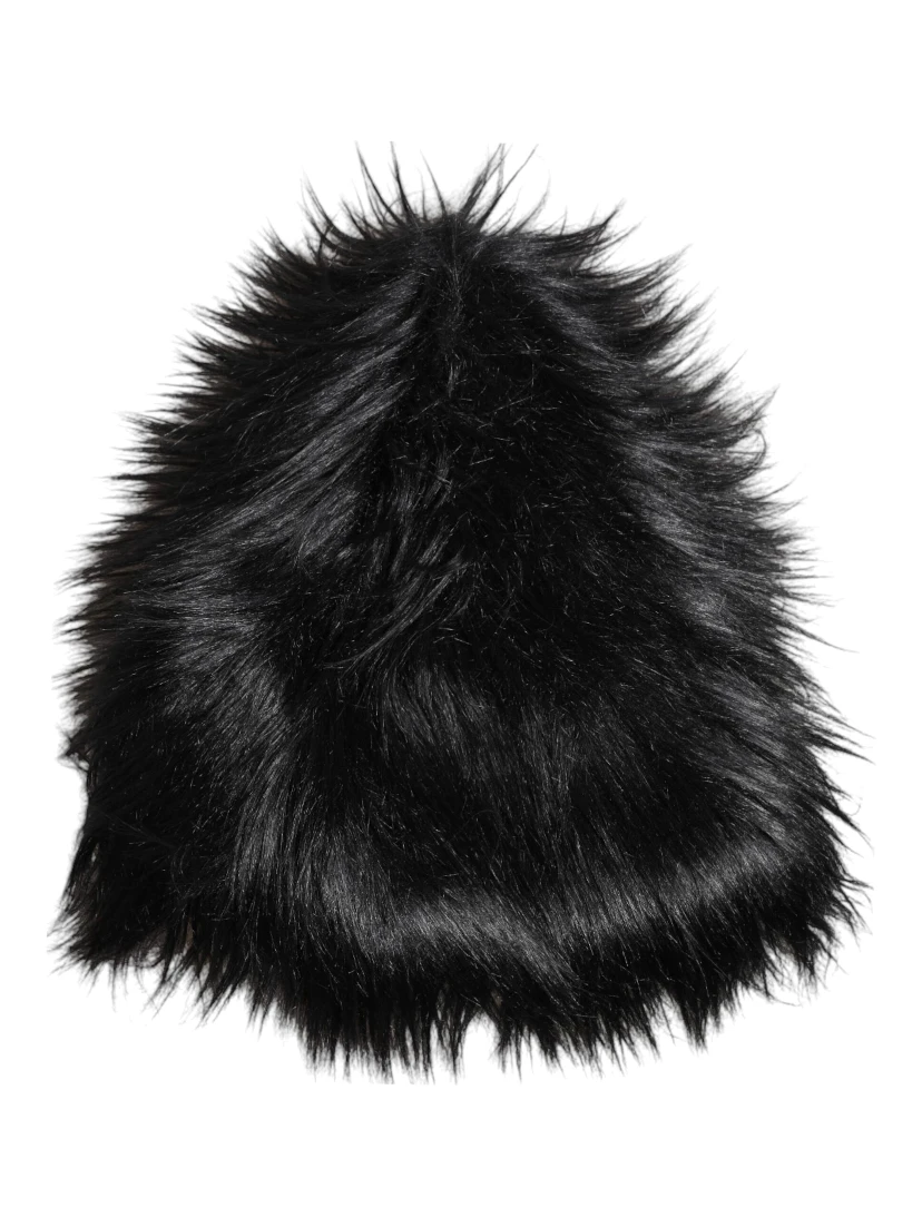 Black Acrylic Fur Womens Bucket Hat