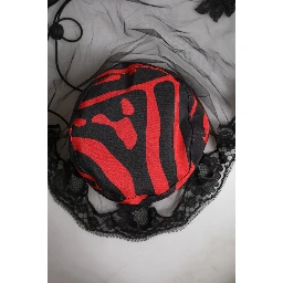 Black Red Stripes Lace Tulle Bucket Hat