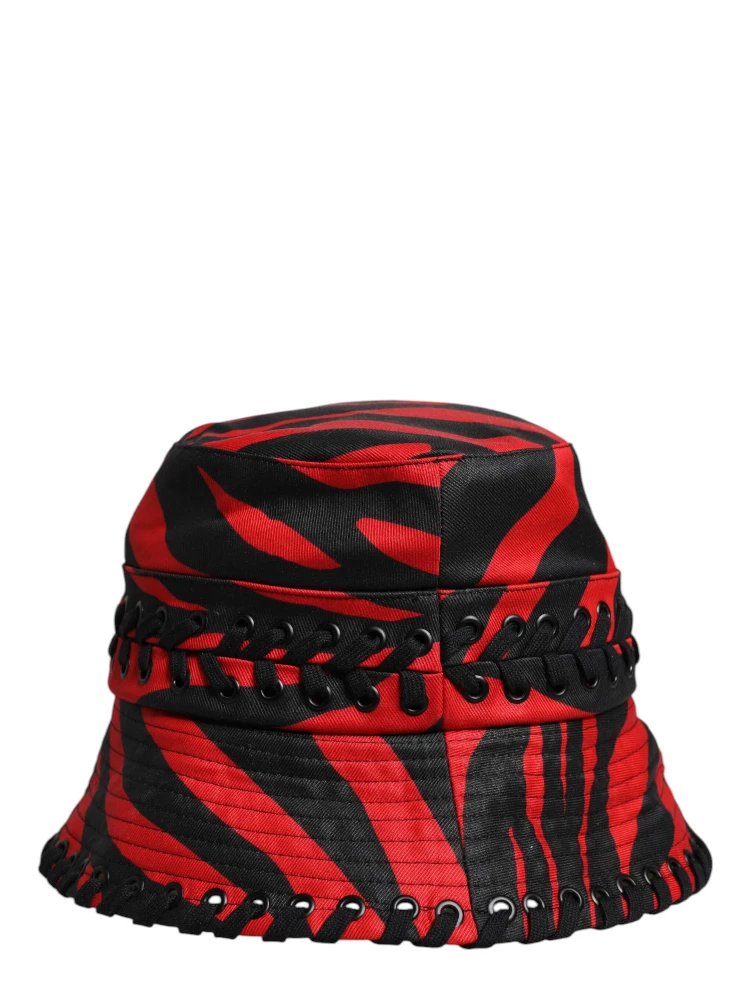 Black Red Stripe Polyester Wide Brim Bucket Hat alternative