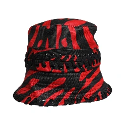 Black Red Stripe Polyester Wide Brim Bucket Hat