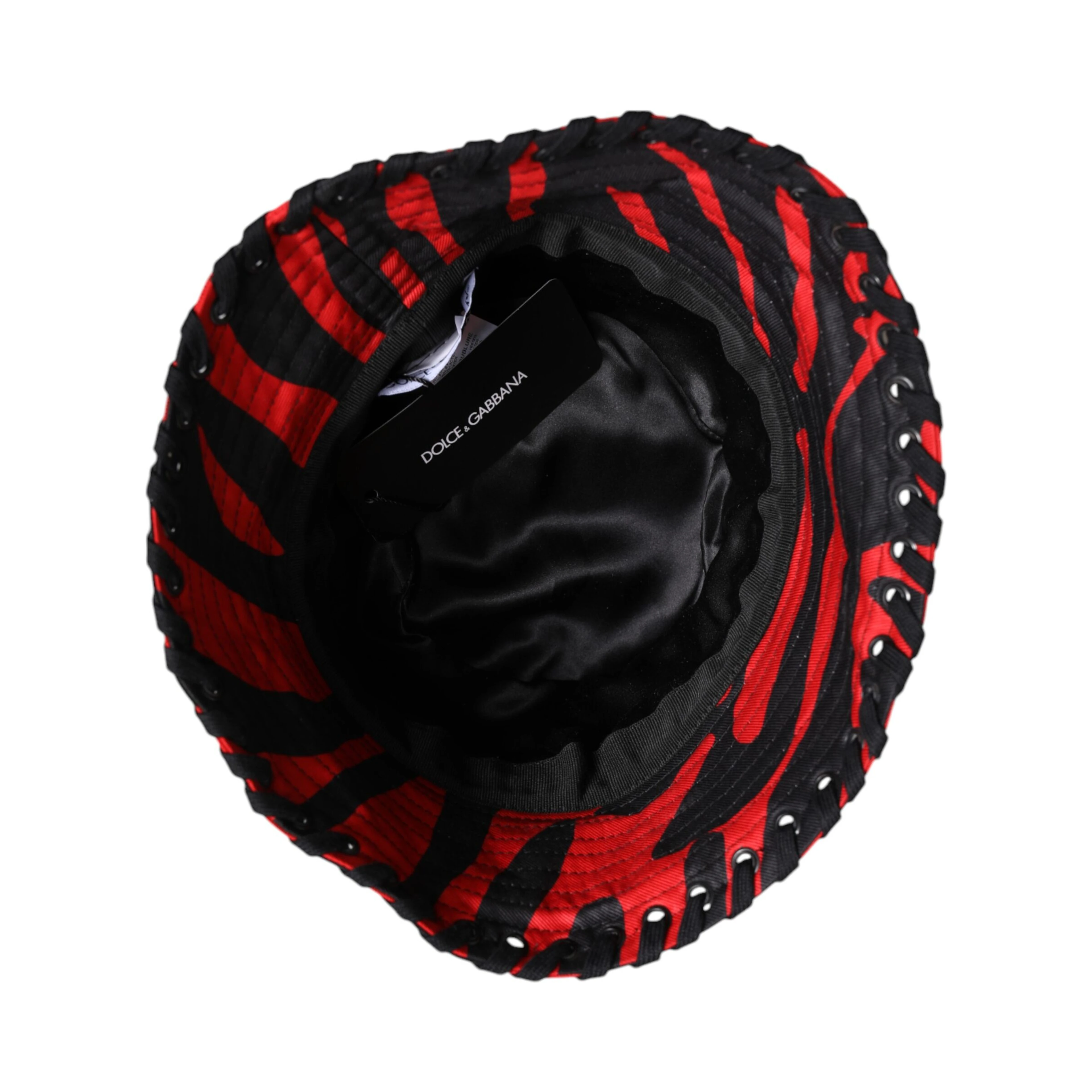Black Red Stripe Polyester Wide Brim Bucket Hat