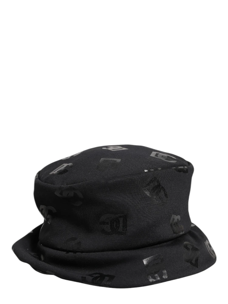 Black DG Monogram Polyester Jacquard Bucket Hat