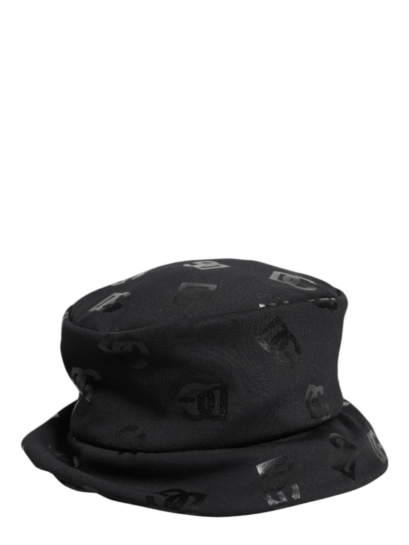 Black DG Monogram Polyester Jacquard Bucket Hat