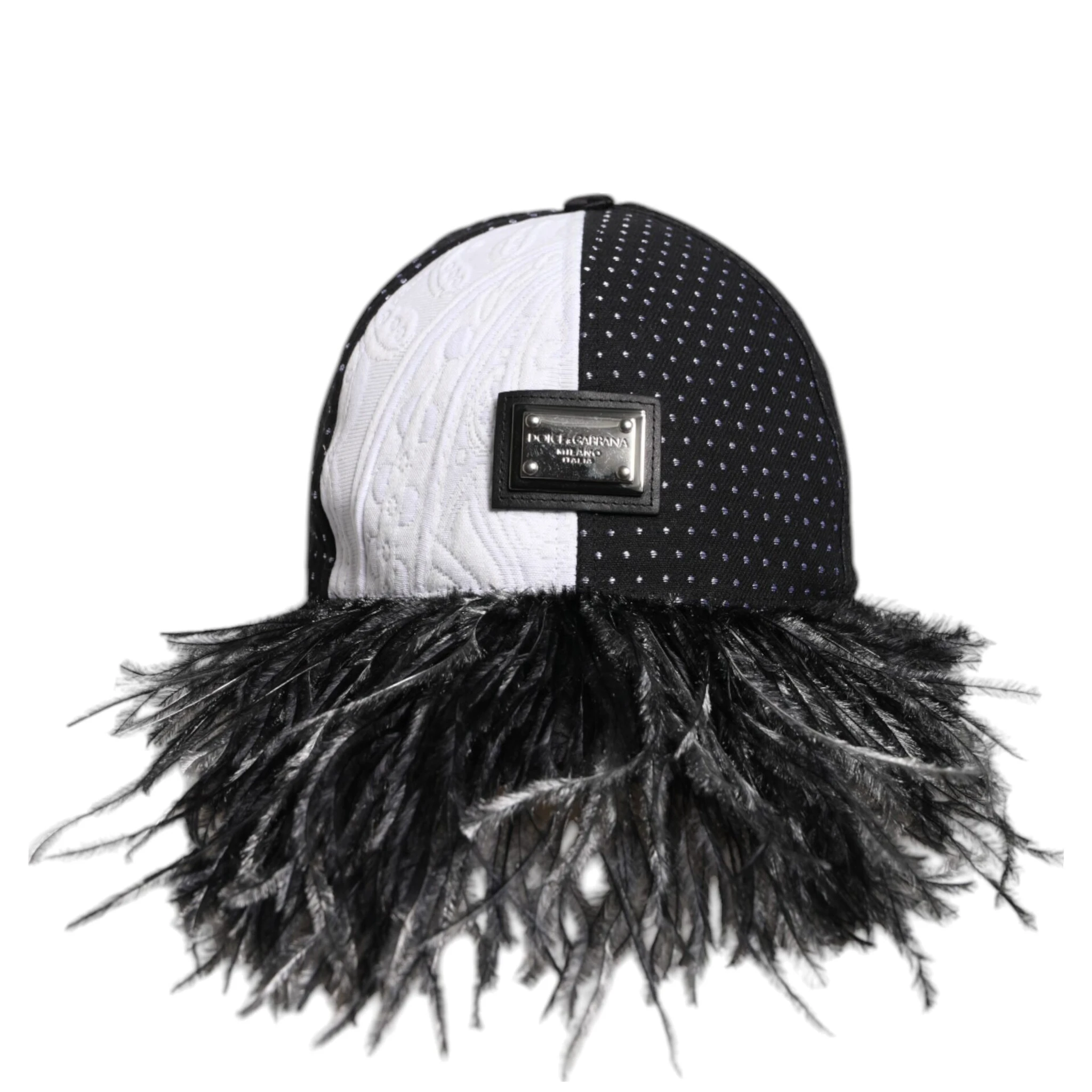 White Black Polka Dot Feathers Baseball Cap
