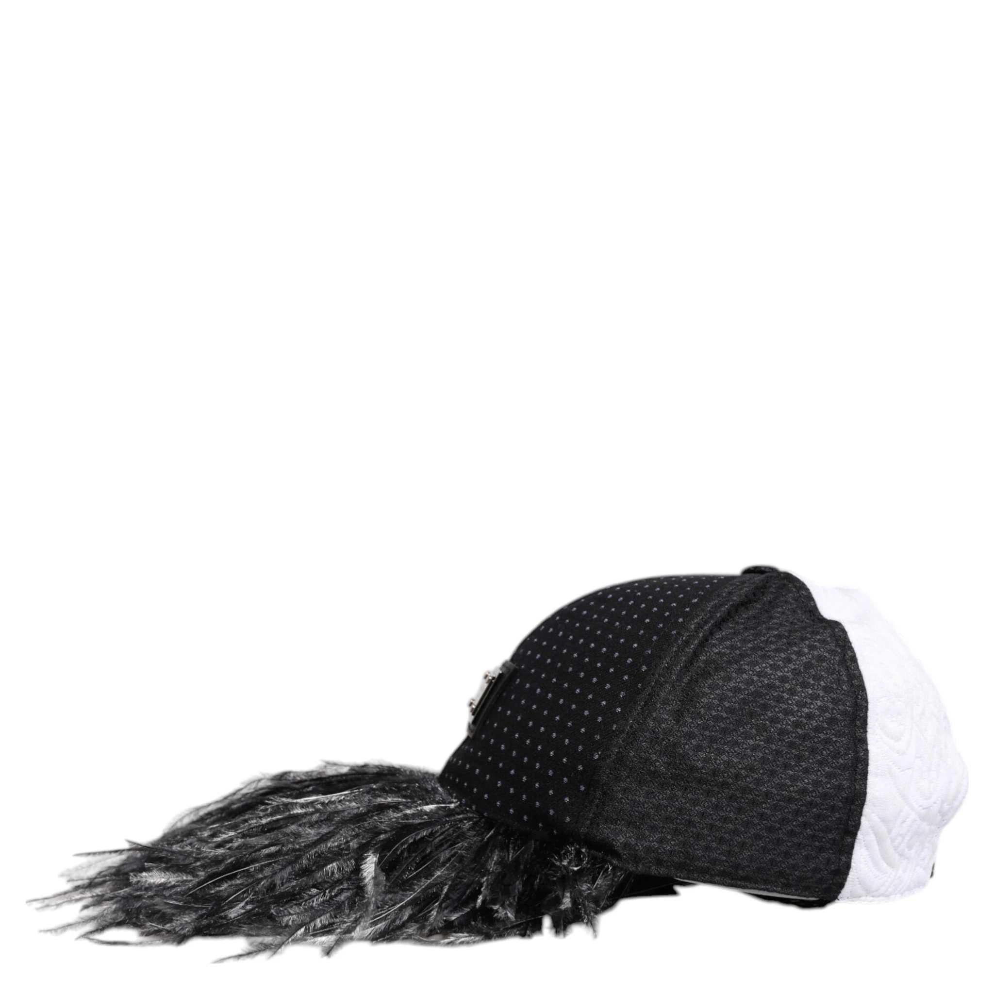 White Black Polka Dot Feathers Baseball Cap