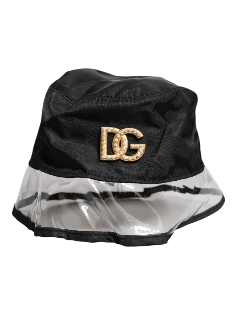 Black Nylon PVC DG Logo Bucket Hat