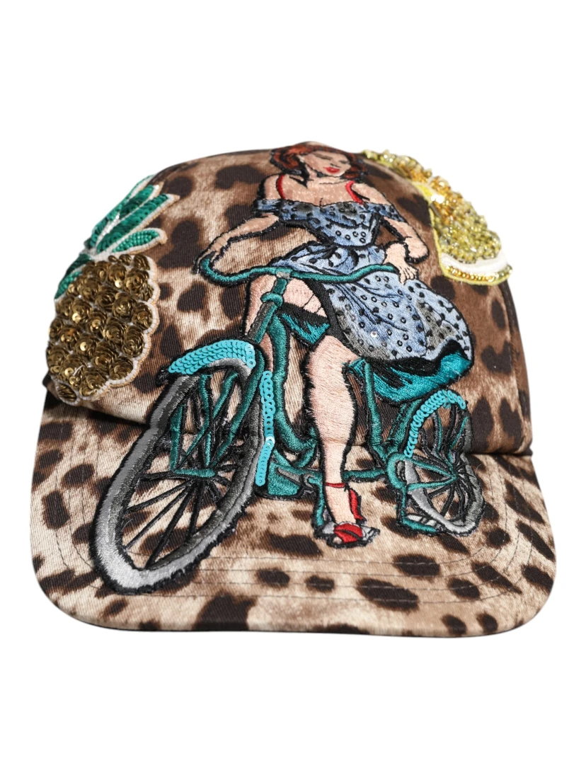 Brown Leopard Sequin Sicily Baseball Cap
