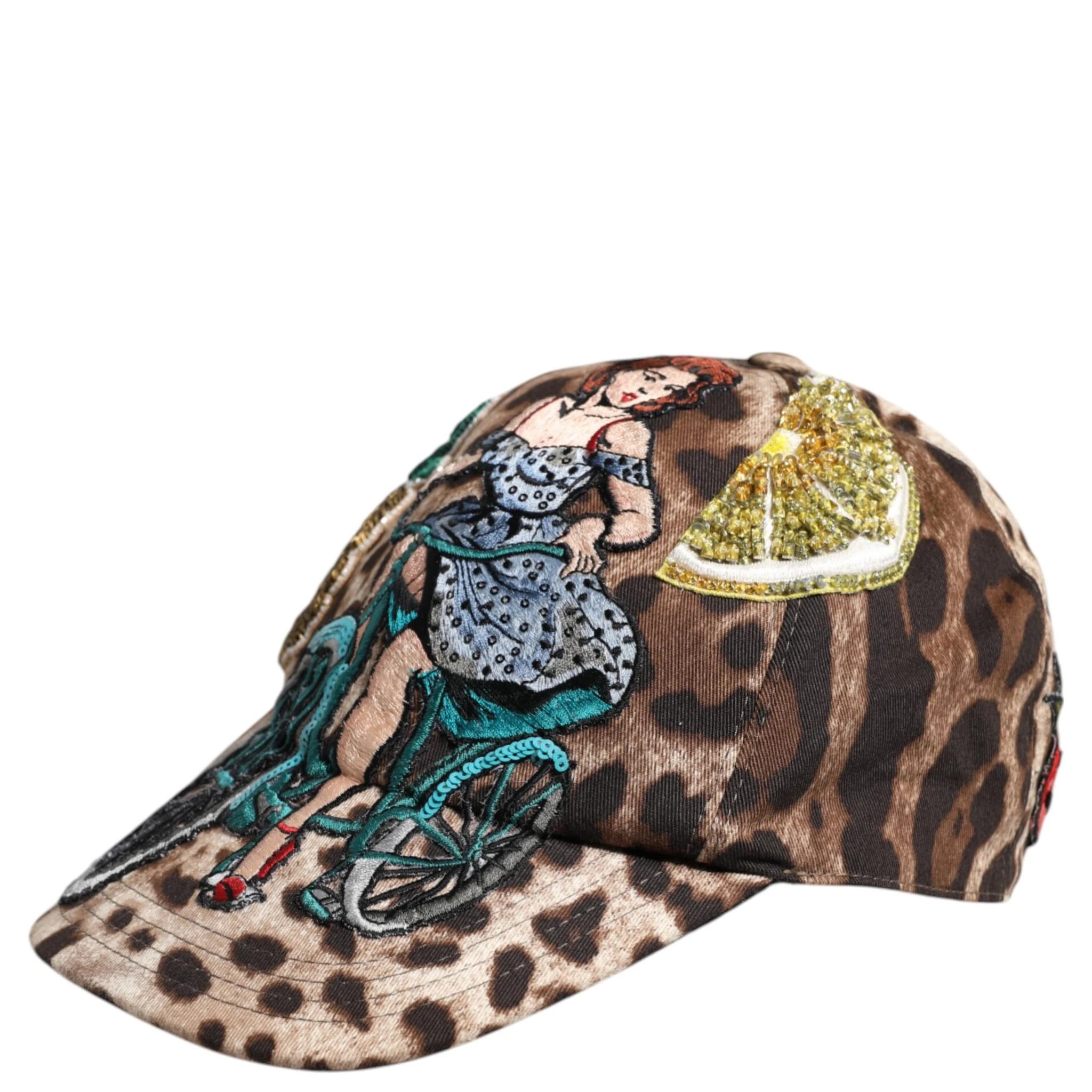 Brown Leopard Sequin Sicily Baseball Cap