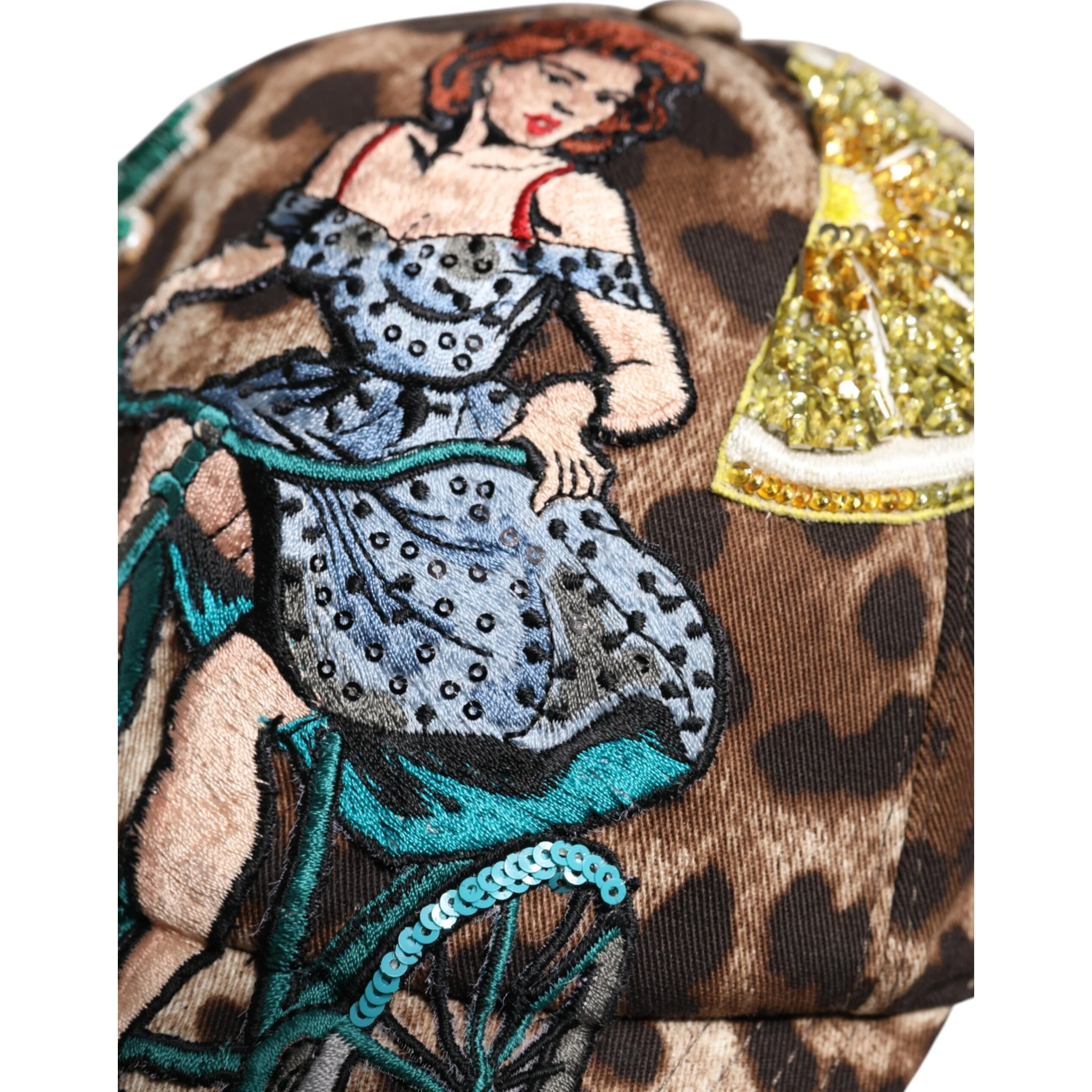 Brown Leopard Sequin Sicily Baseball Cap