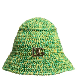 Green Cotton Crochet DG Logo Bucket Hat