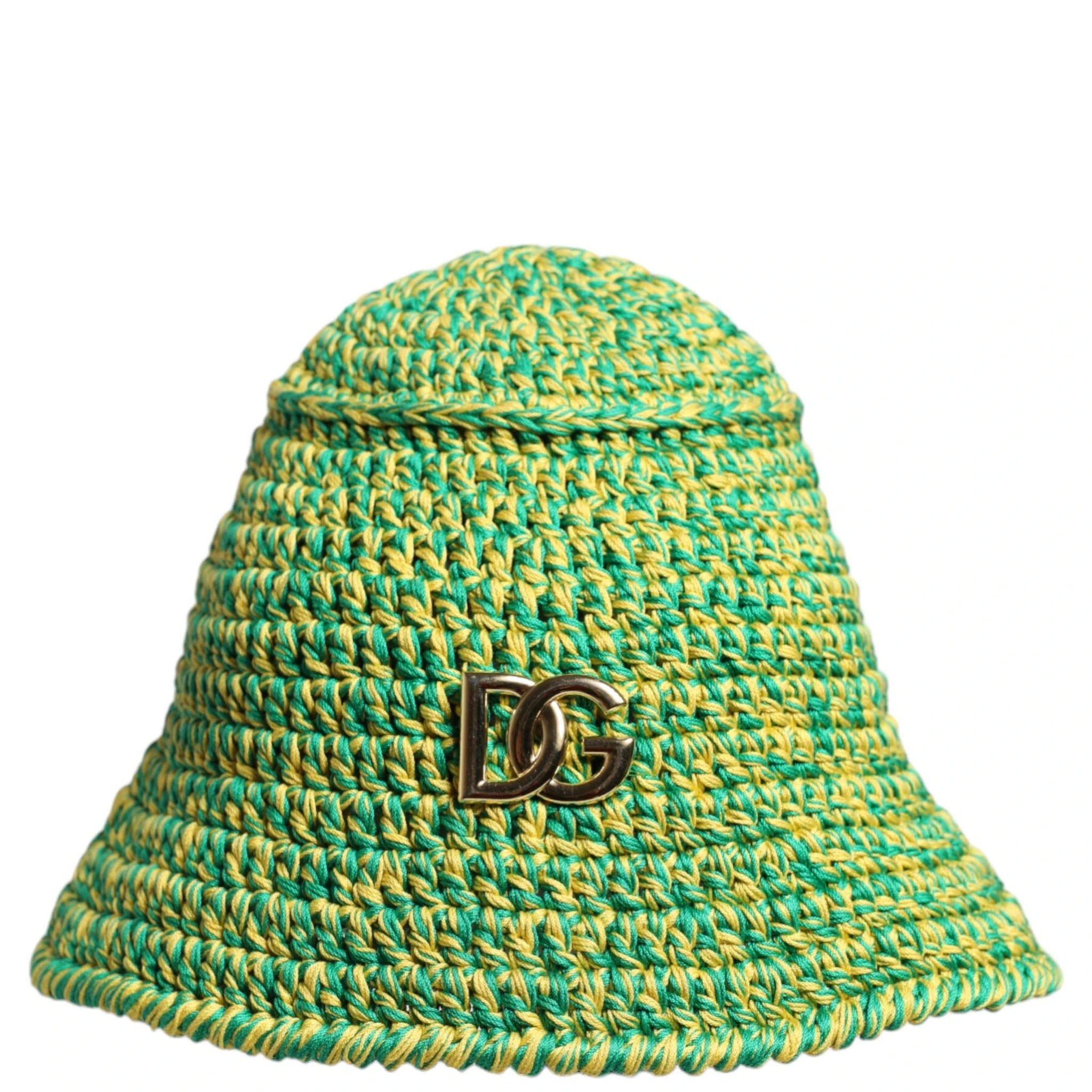 Green Cotton Crochet DG Logo Bucket Hat