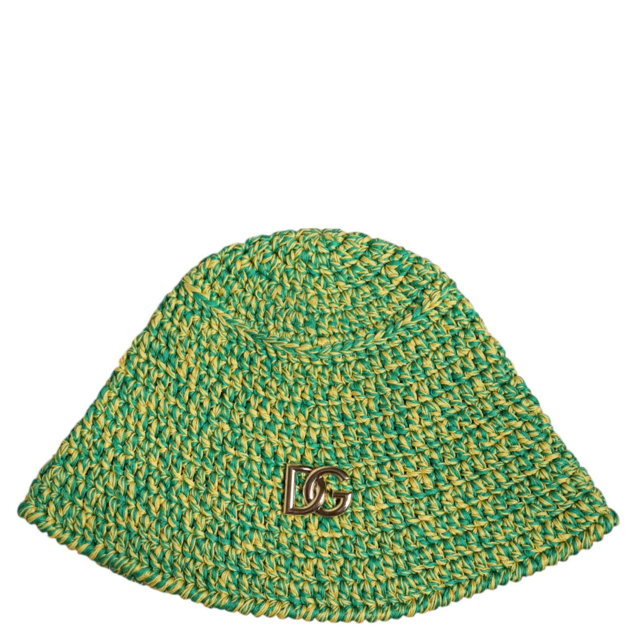 Green Cotton Crochet DG Logo Bucket Hat