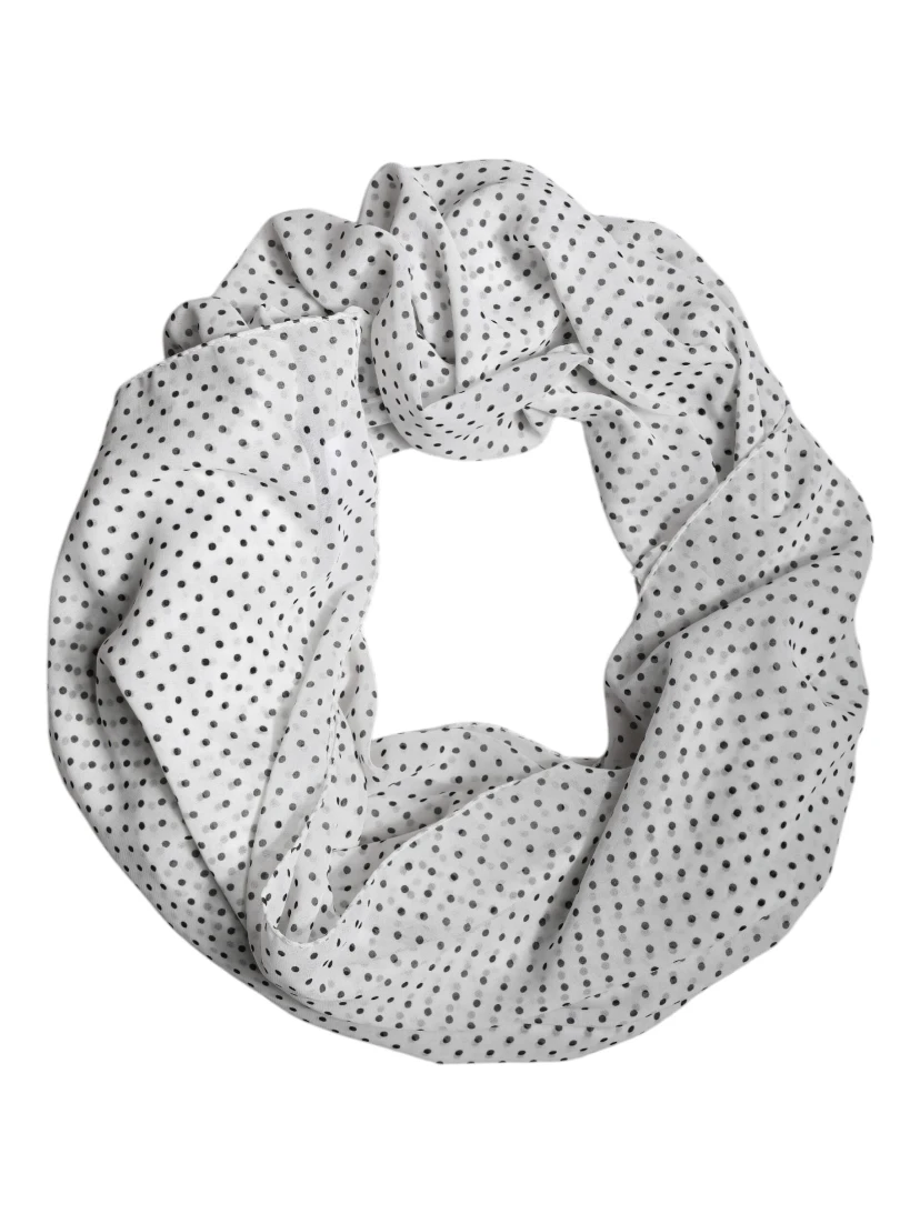 White Polka Dots Polyester Wrap Shawl Scarf