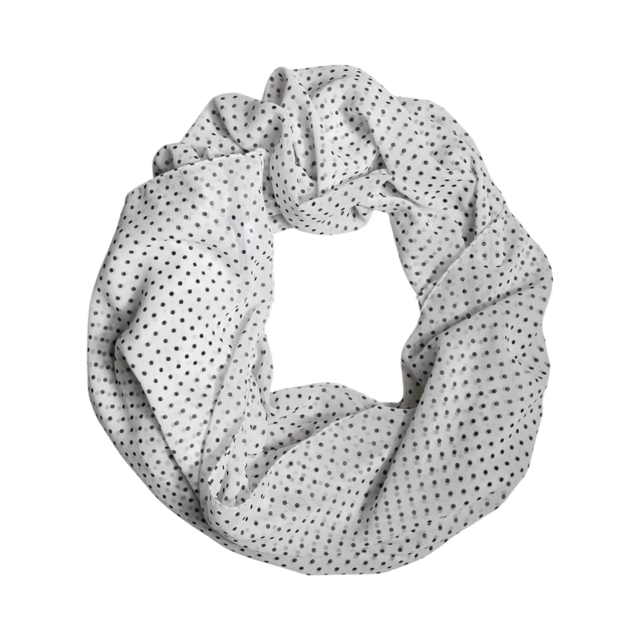 White Polka Dots Polyester Wrap Shawl Scarf