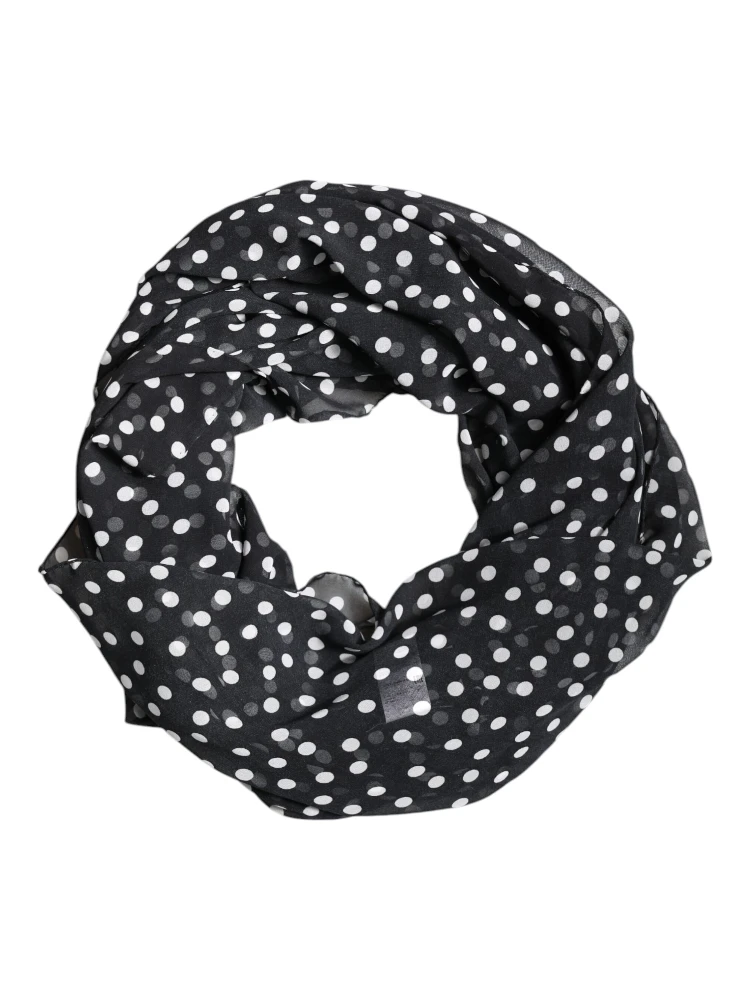 Black Polka Dots Polyester Wrap Shawl Scarf