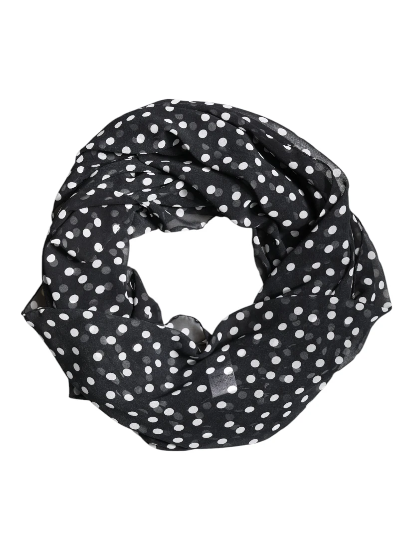 Black Polka Dots Polyester Wrap Shawl Scarf