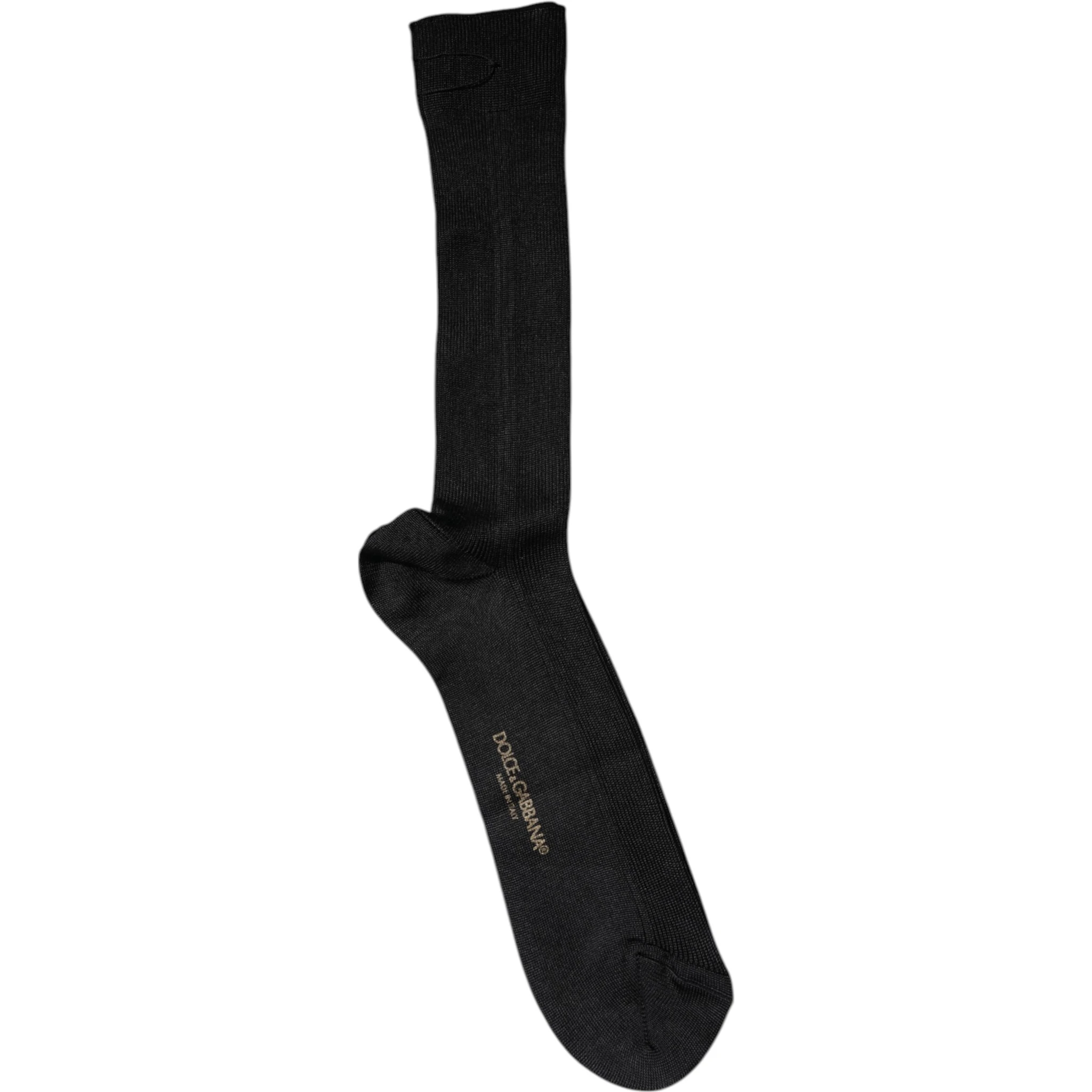 Black Cotton DG Logo Mid Calf Men Socks