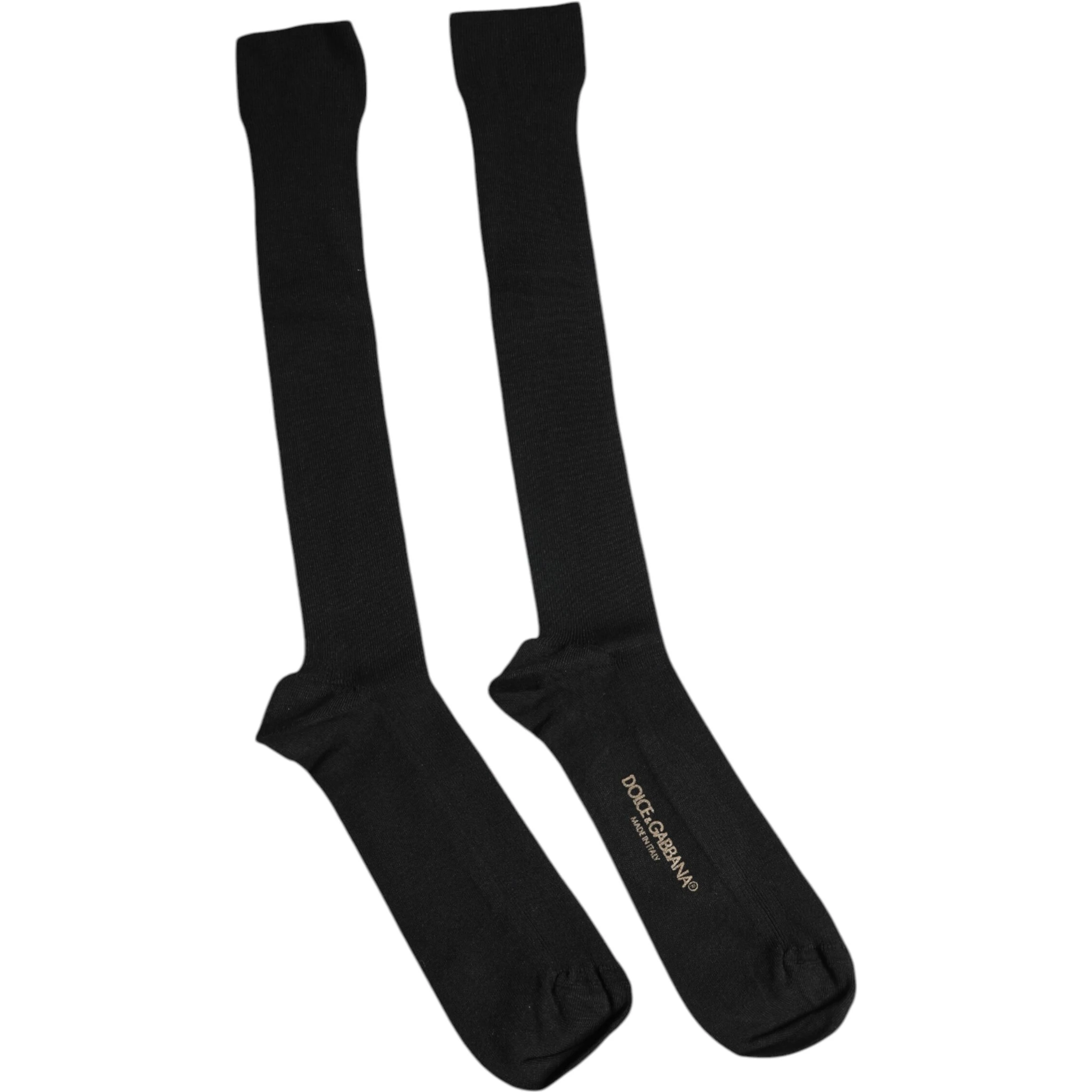 Black Viscose Logo Over The Calf Socks