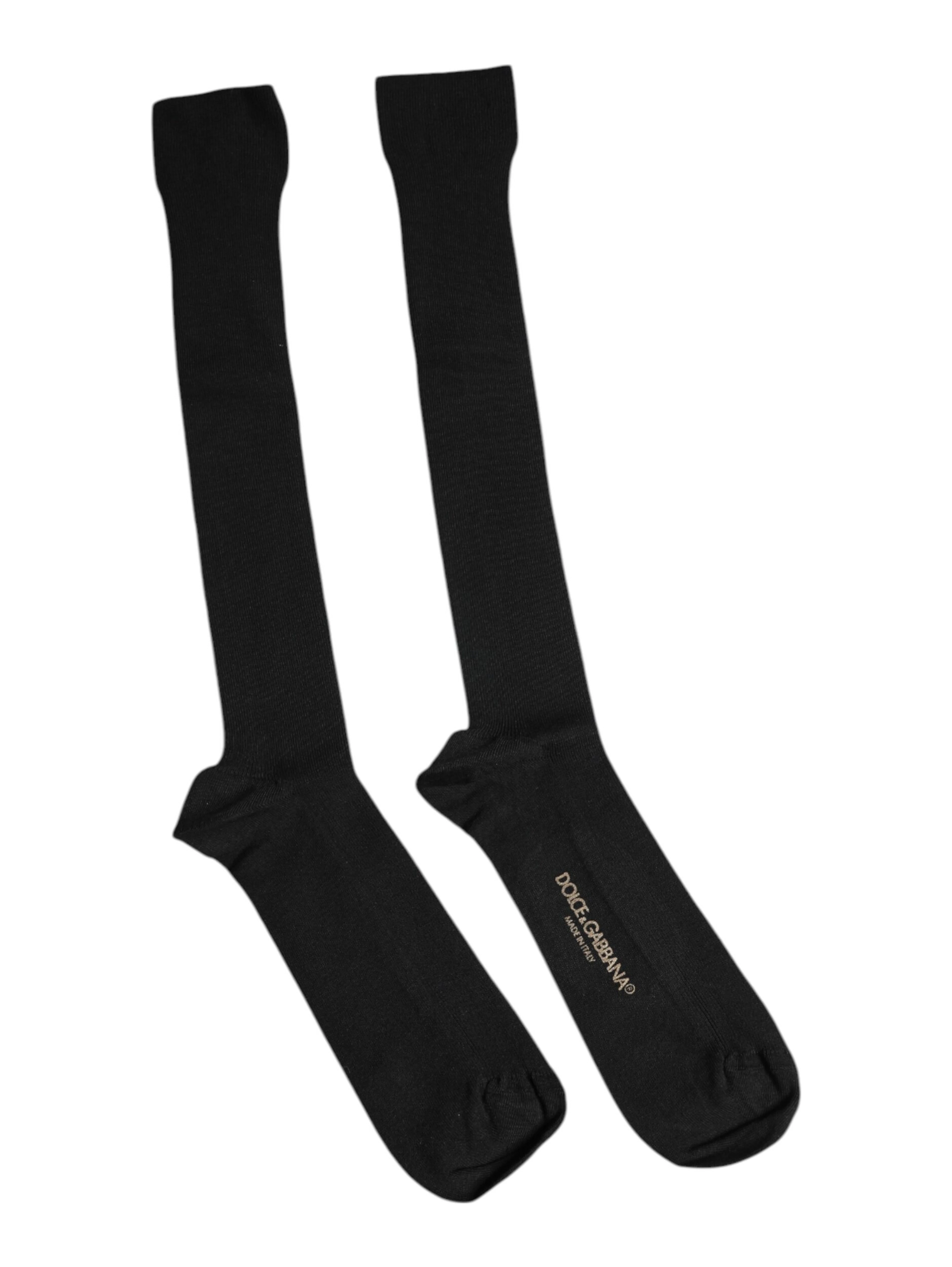 Black Viscose Logo Over The Calf Socks