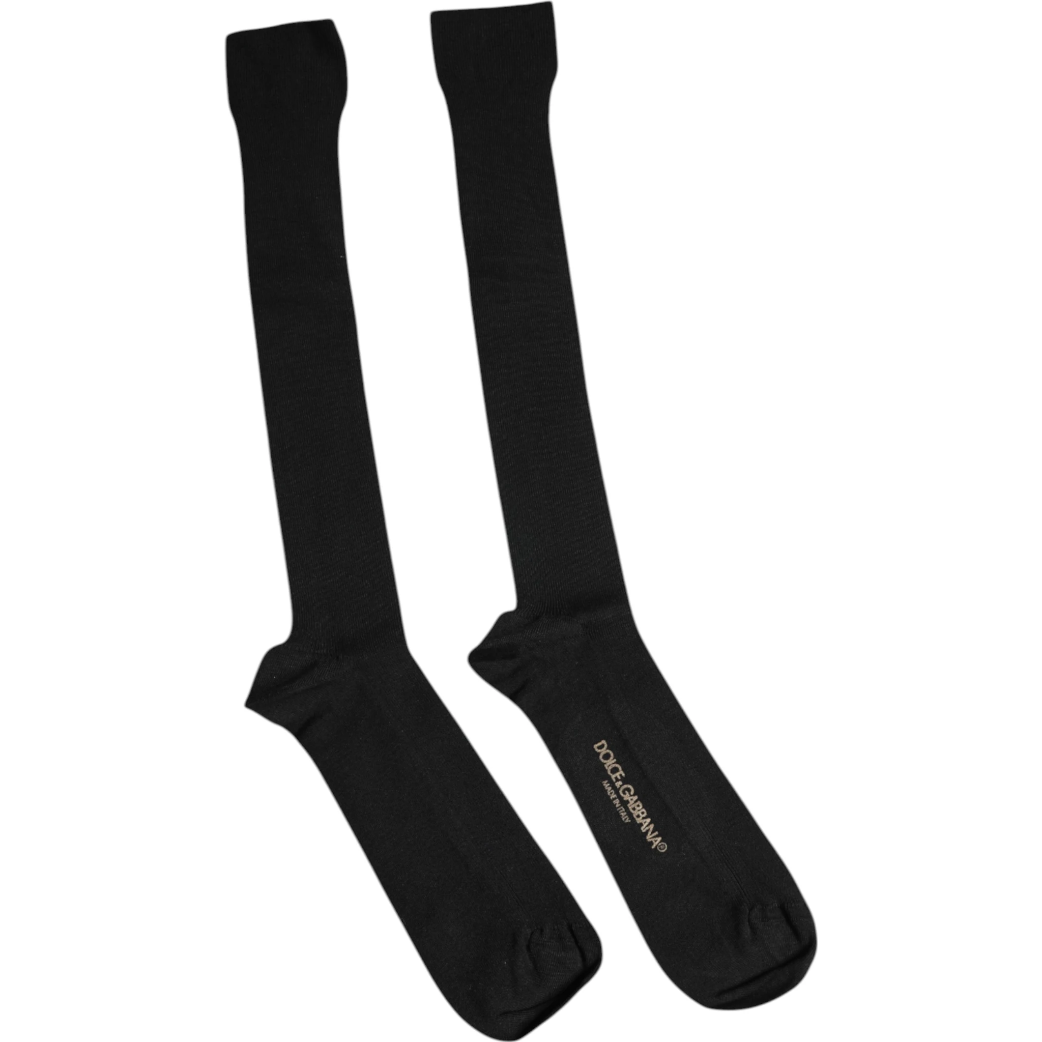 Black Viscose Logo Over The Calf Socks