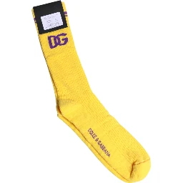 Yellow Cotton DG Logo Mid Calf Socks