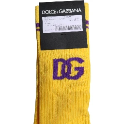 Yellow Cotton DG Logo Mid Calf Socks