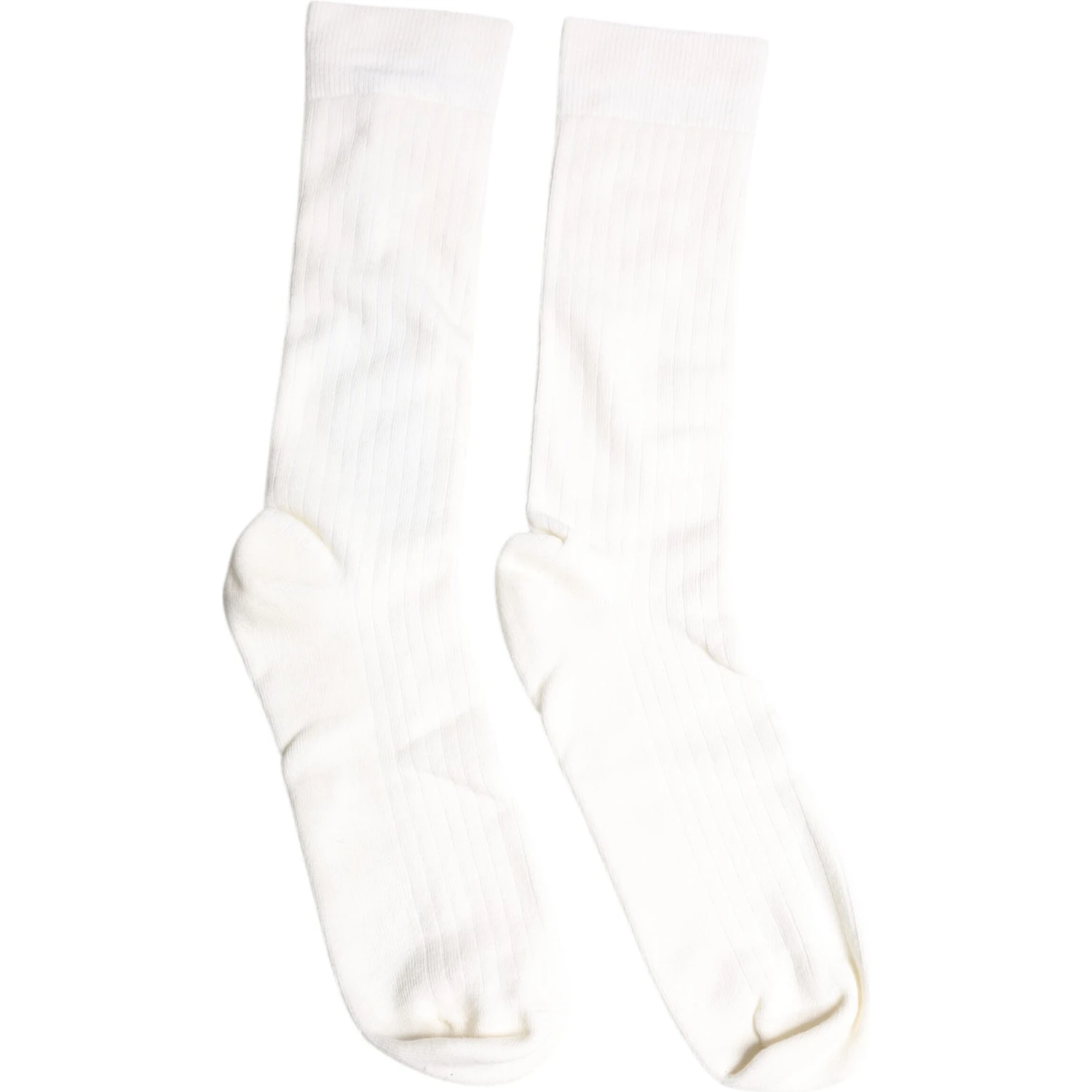 White Cotton Solid Mid Calf Men Socks