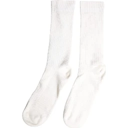 White Cotton Solid Mid Calf Men Socks