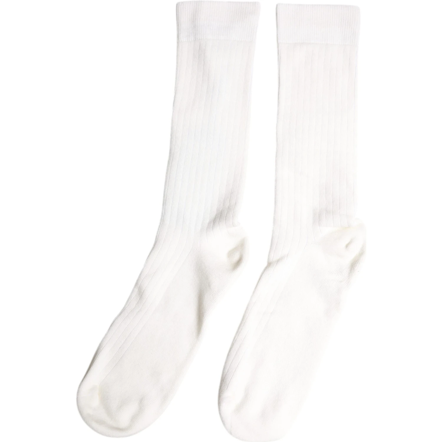 White Cotton Solid Mid Calf Men Socks