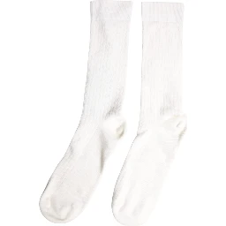 White Cotton Solid Mid Calf Men Socks