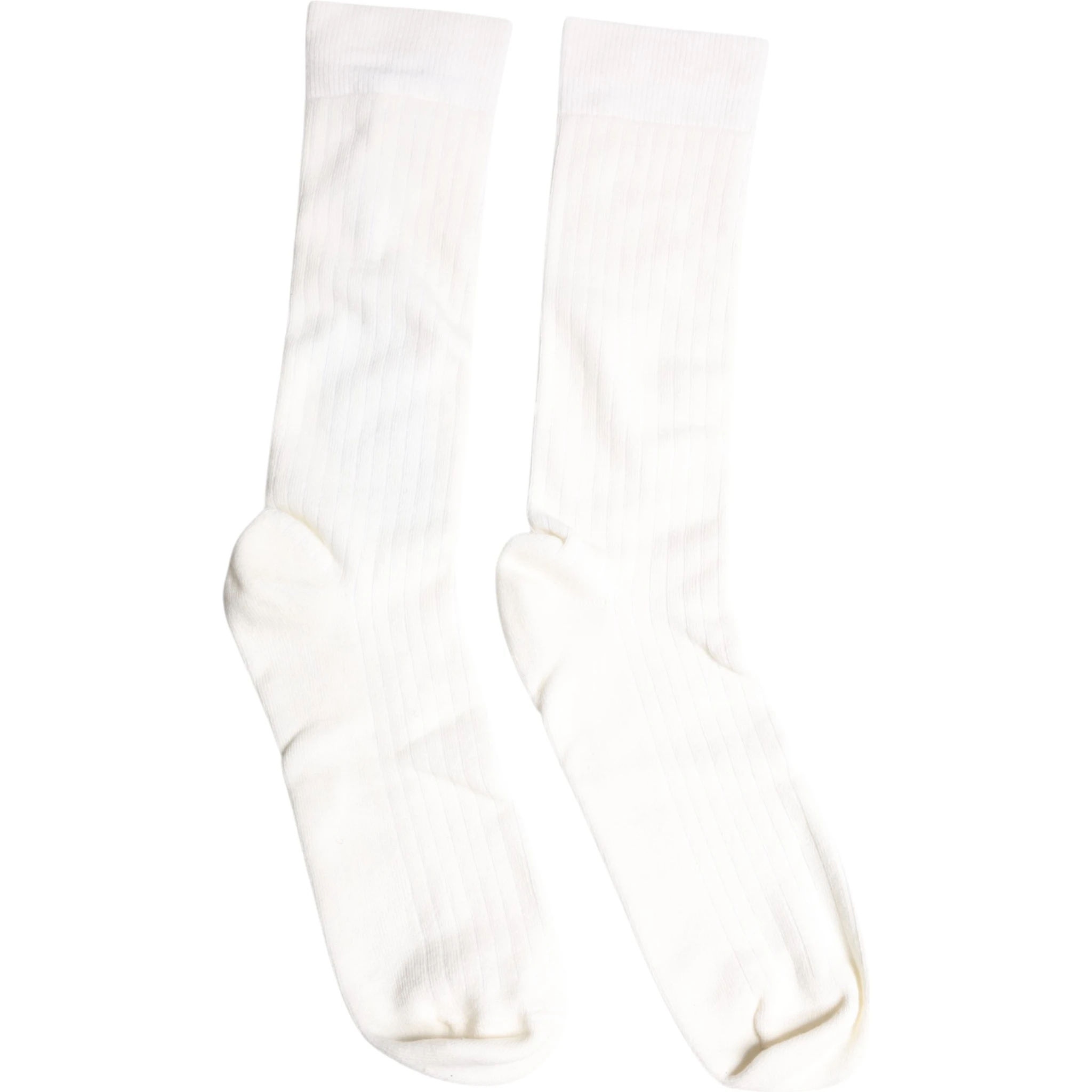 White Cotton Solid Mid Calf Men Socks