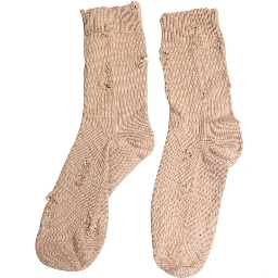 Beige Solid Stretch Mid Calf Men Socks