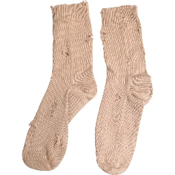Beige Solid Stretch Mid Calf Men Socks