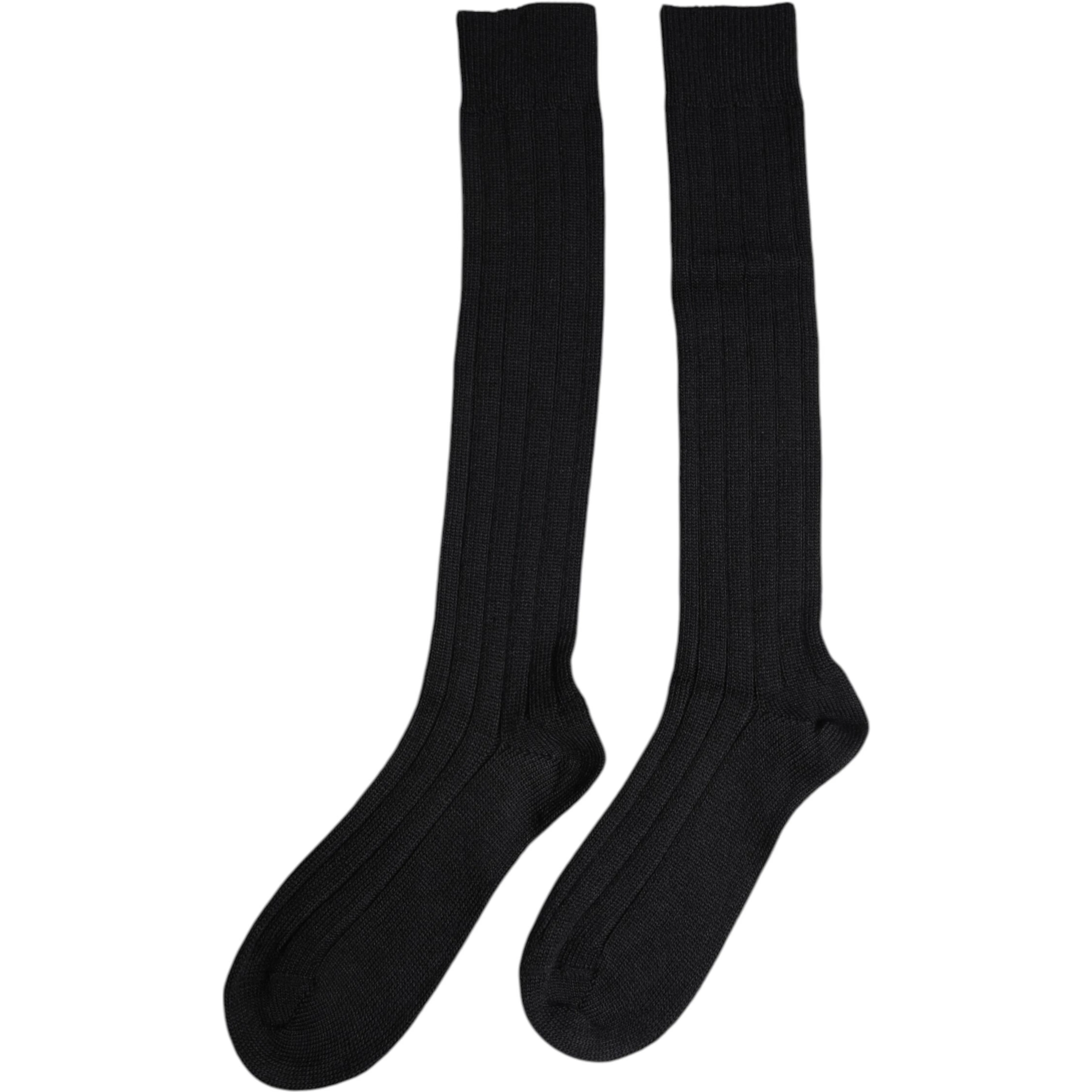 Black DG Logo Print Over The Calf Socks