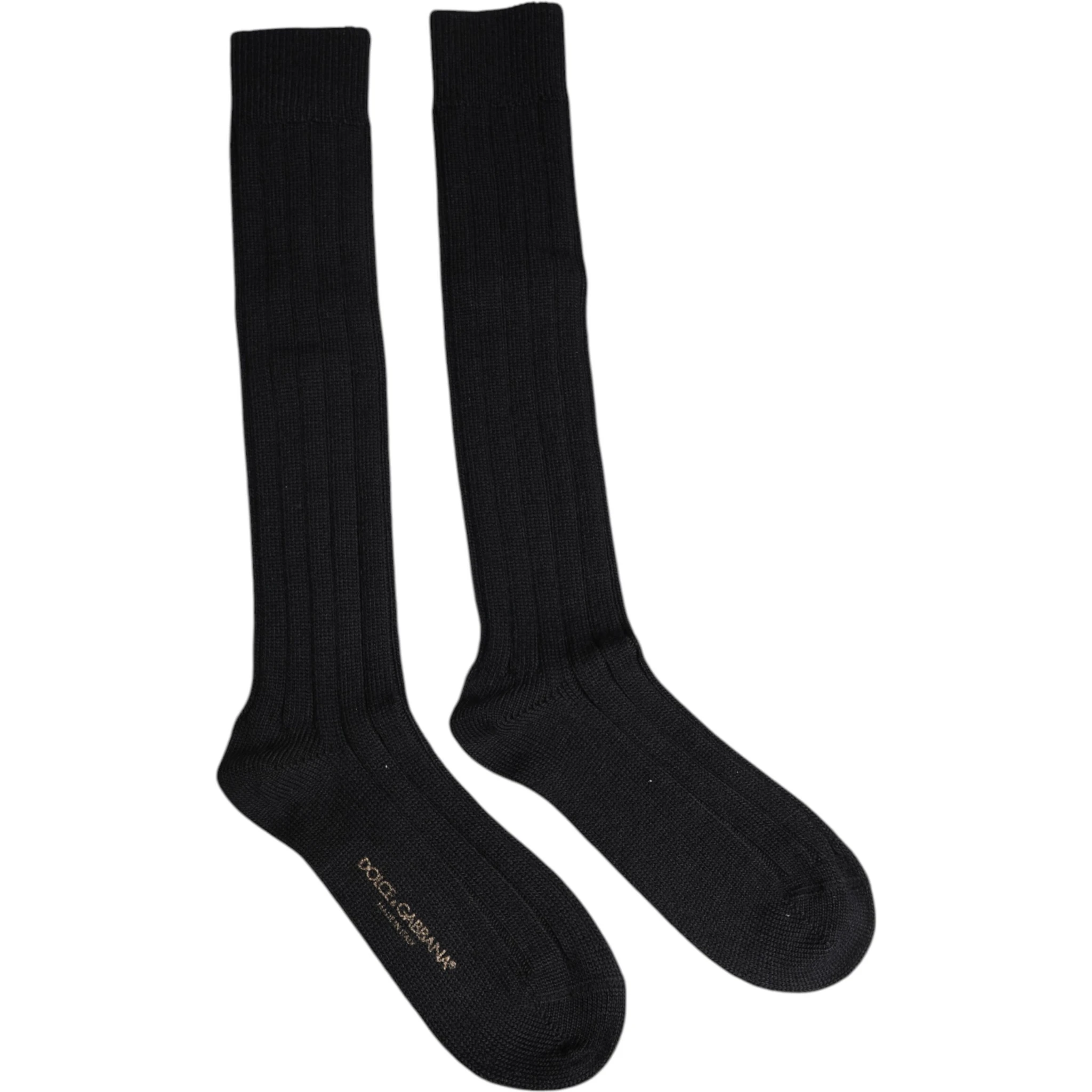 Black DG Logo Print Over The Calf Socks