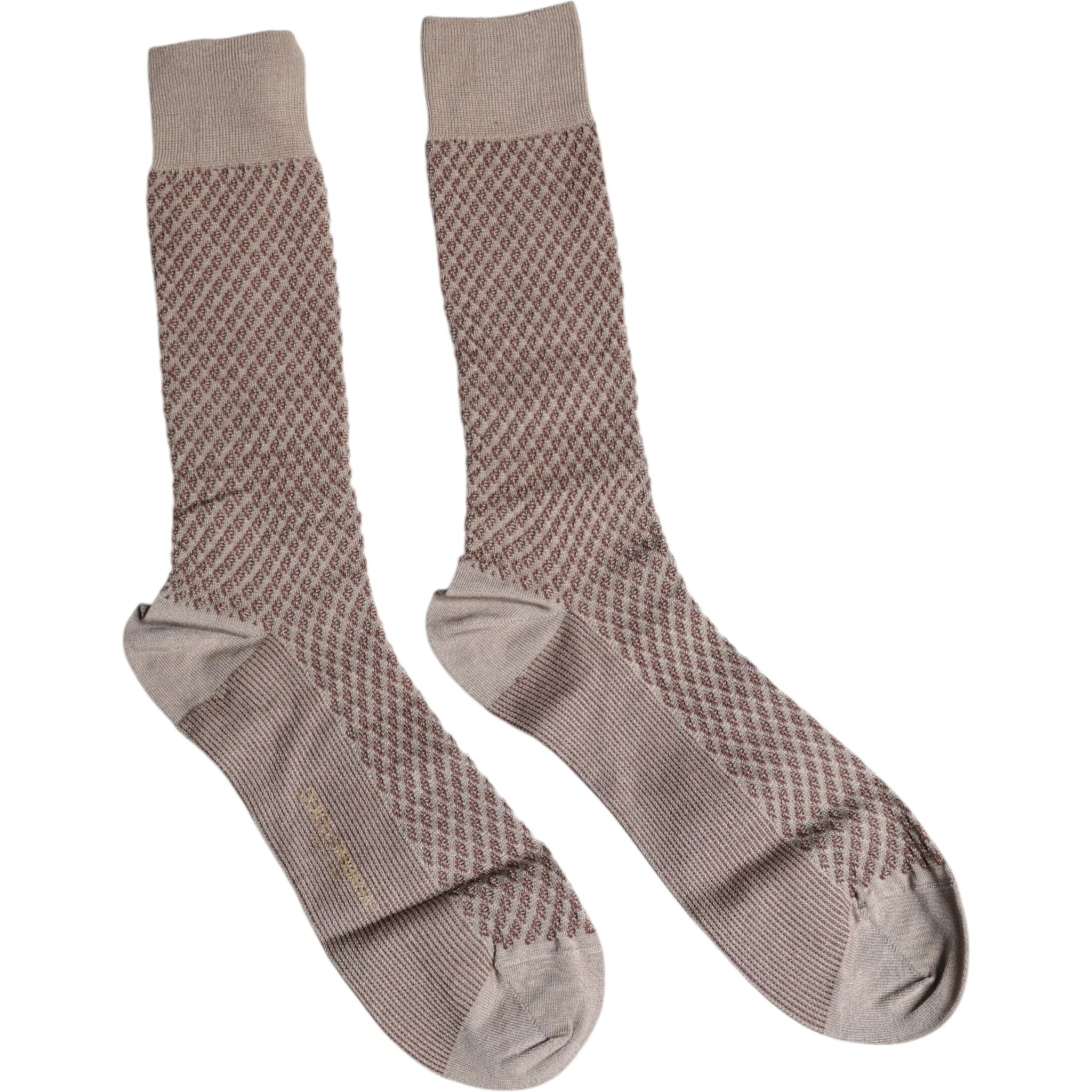 Brown Solid DG Logo Mid Calf Men Socks