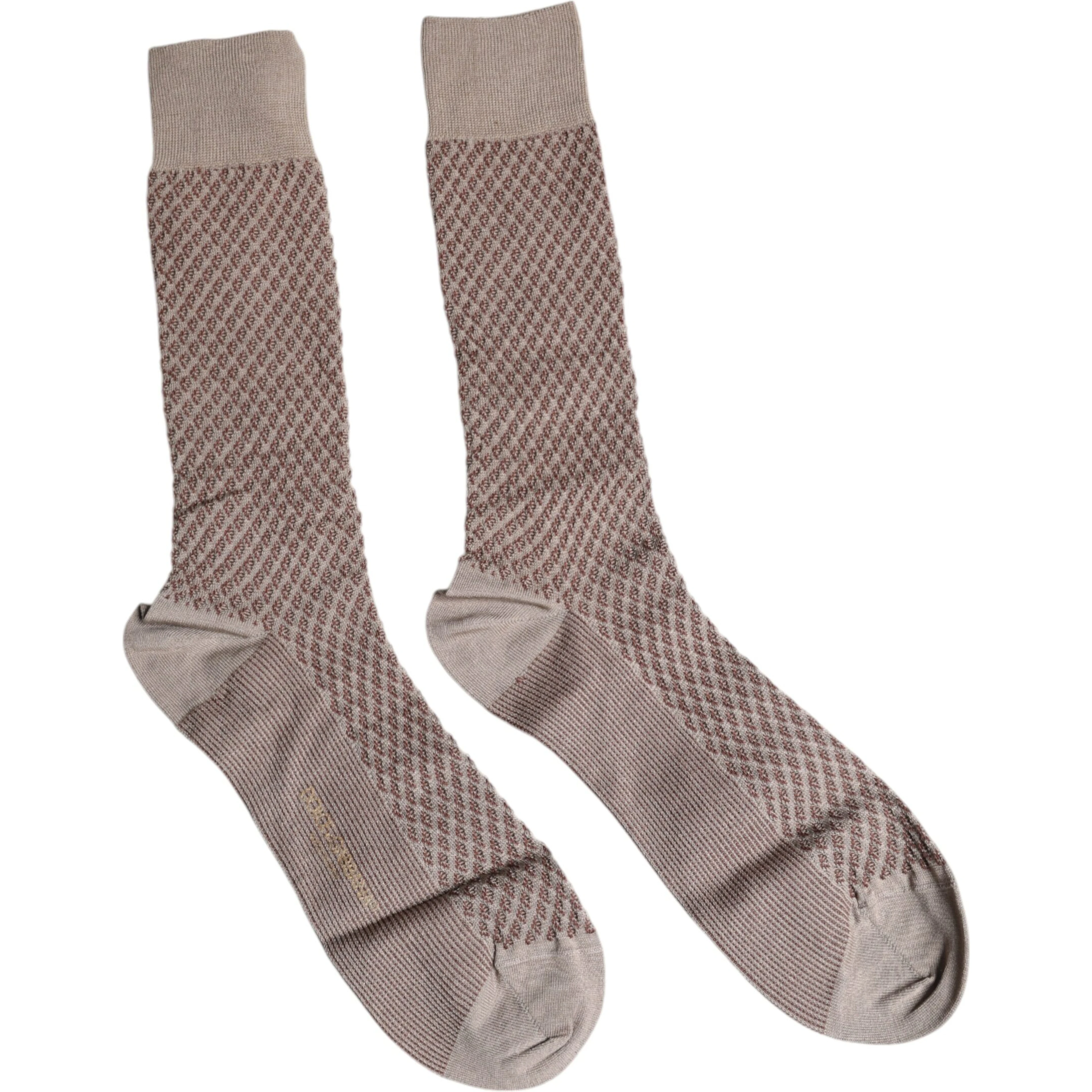 Brown Solid DG Logo Mid Calf Men Socks