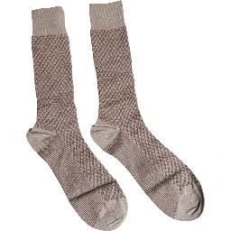 Brown Solid DG Logo Mid Calf Men Socks