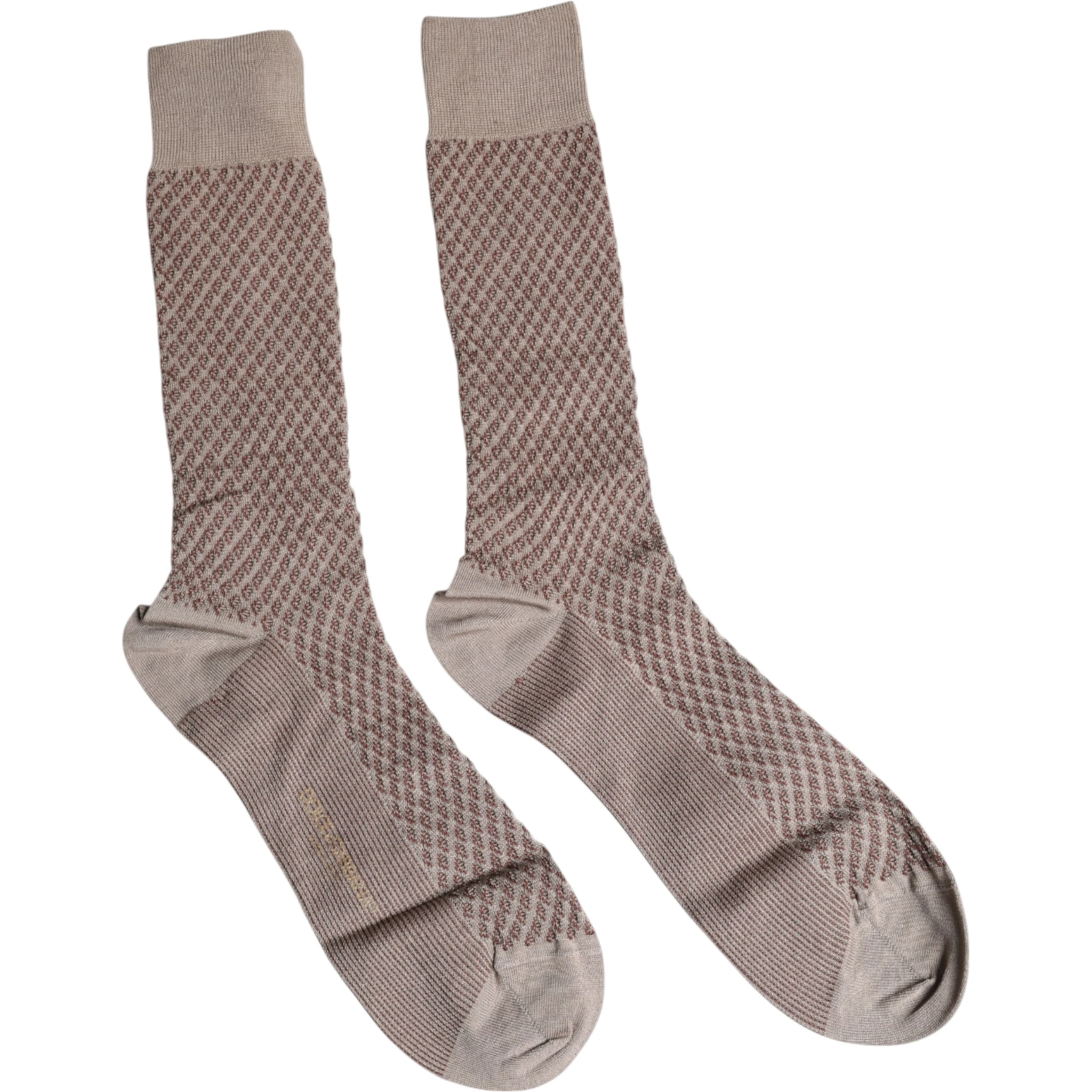 Brown Solid DG Logo Mid Calf Men Socks