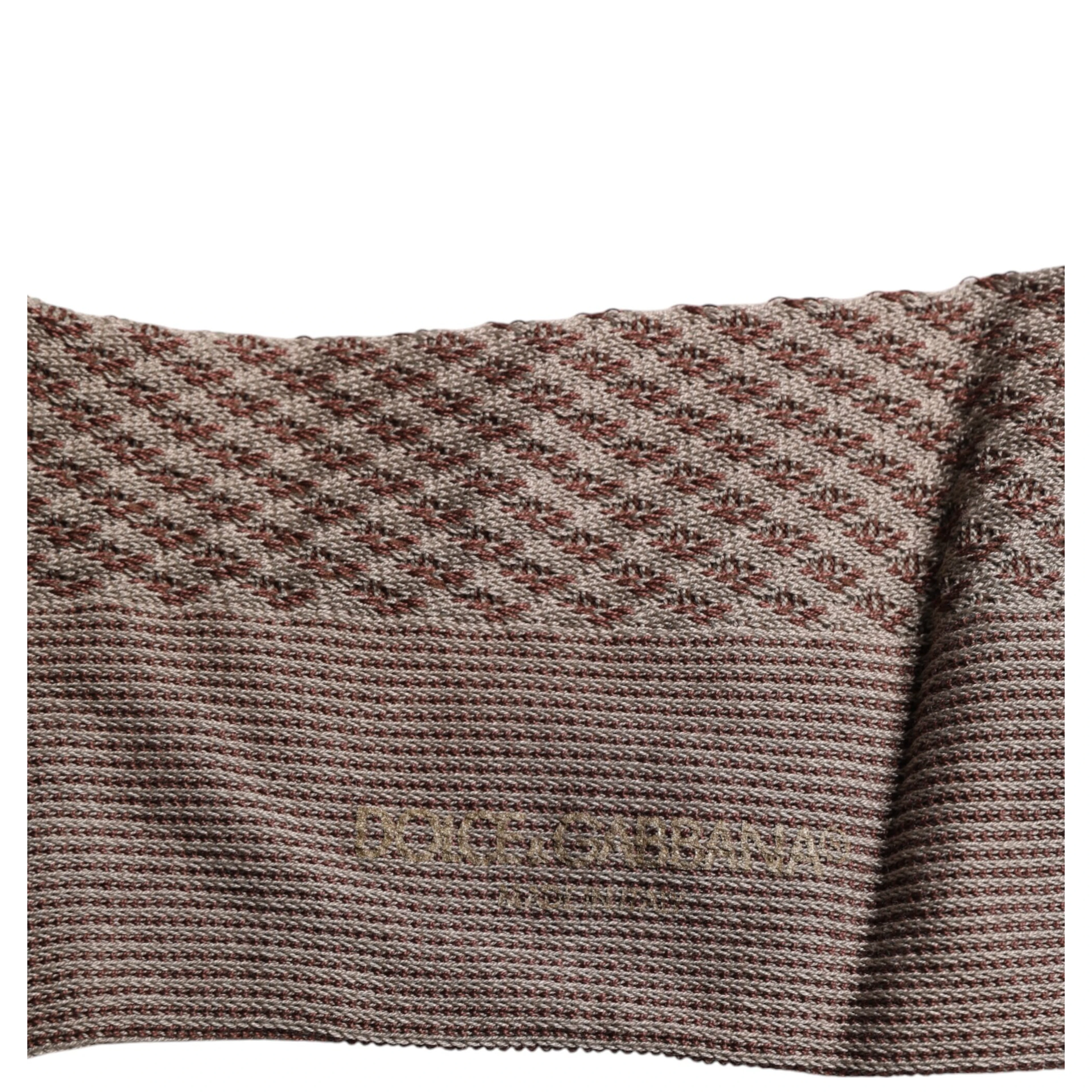 Brown Solid DG Logo Mid Calf Men Socks